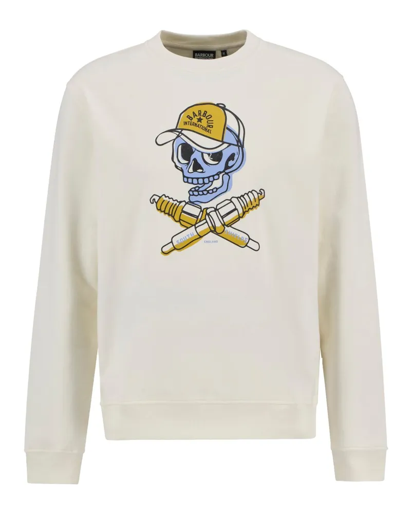 Barbour Sweatshirt Morgan mit Frontprint in Offwhite