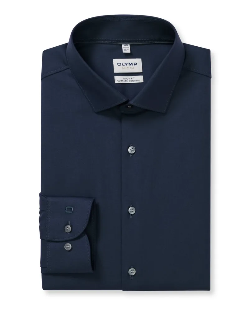 Olymp Level Five, Body Fit, Climate Control Stretch-Hemd in Marine