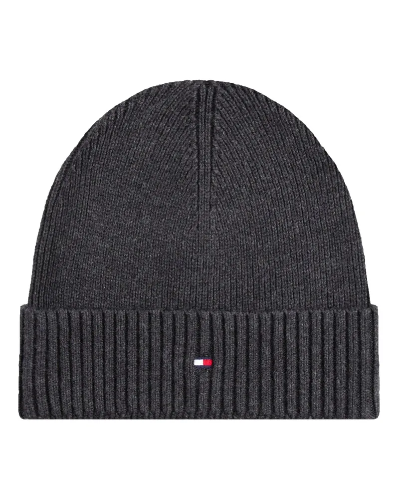 Tommy Hilfiger Strickmütze aus Pima-Baumwolle mit Kaschmiranteil in Anthrazit