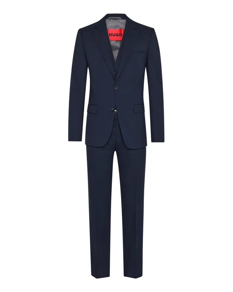 HUGO BOSS Einreihiger Anzug aus einem Materialmix mit Weste in Marine