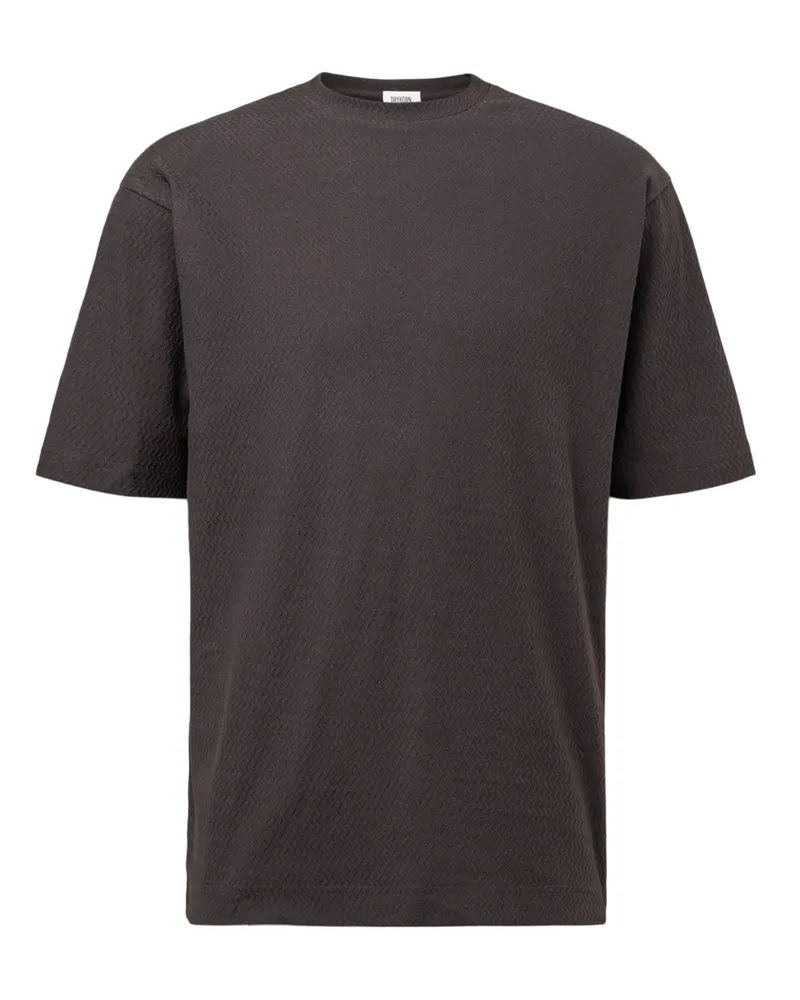 Drykorn T-Shirt aus Baumwolle und Stretch mit Zickzack-Muster in Dunkelbraun