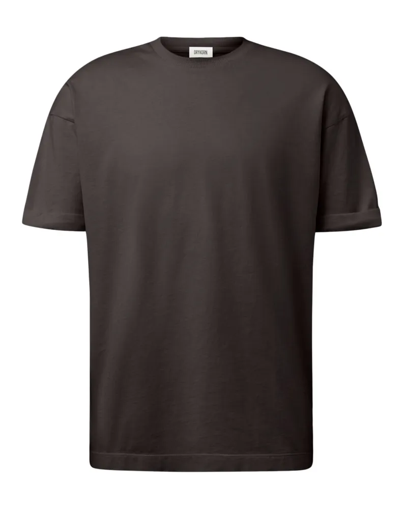 Drykorn Softes Jersey-T-Shirt aus Baumwolle in Dunkelbraun