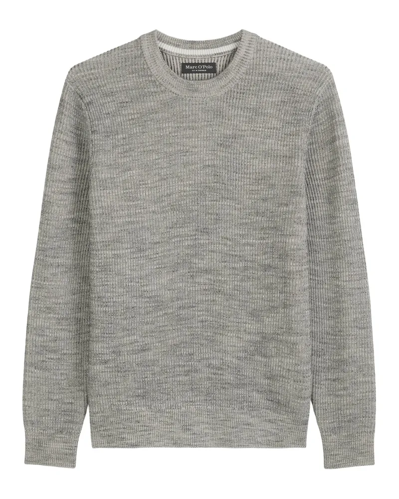 Marc O'Polo Pullover aus einem Bi-Color-Rippstrick, Regular Fit in Hellgrau