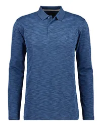 Ragman Meliertes Langarm-Poloshirt in Piqué-Qualität, Easy Care Blau