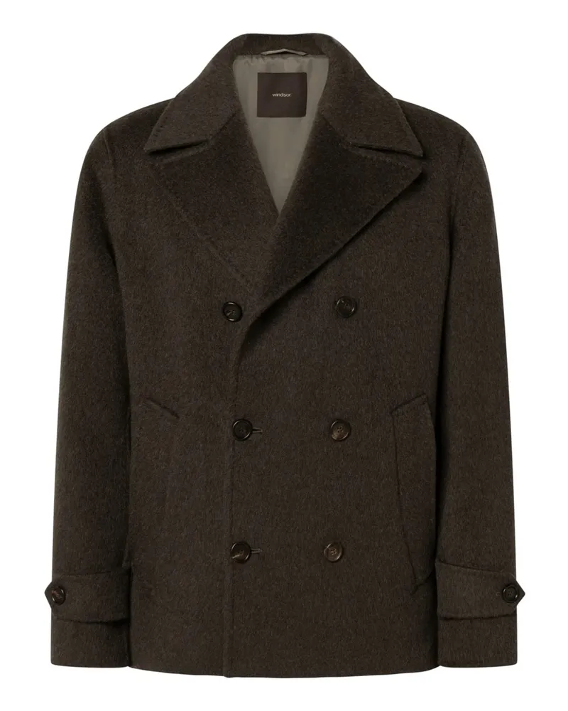 windsor. Cabanjacke aus Wolle mit Kamelhaar und Seide, Regular Fit in Dunkelgrün