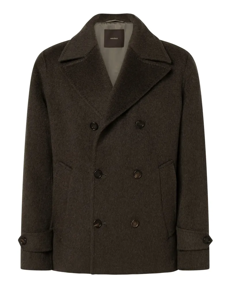 windsor. Cabanjacke aus Wolle mit Kamelhaar und Seide, Regular Fit in Dunkelgrün