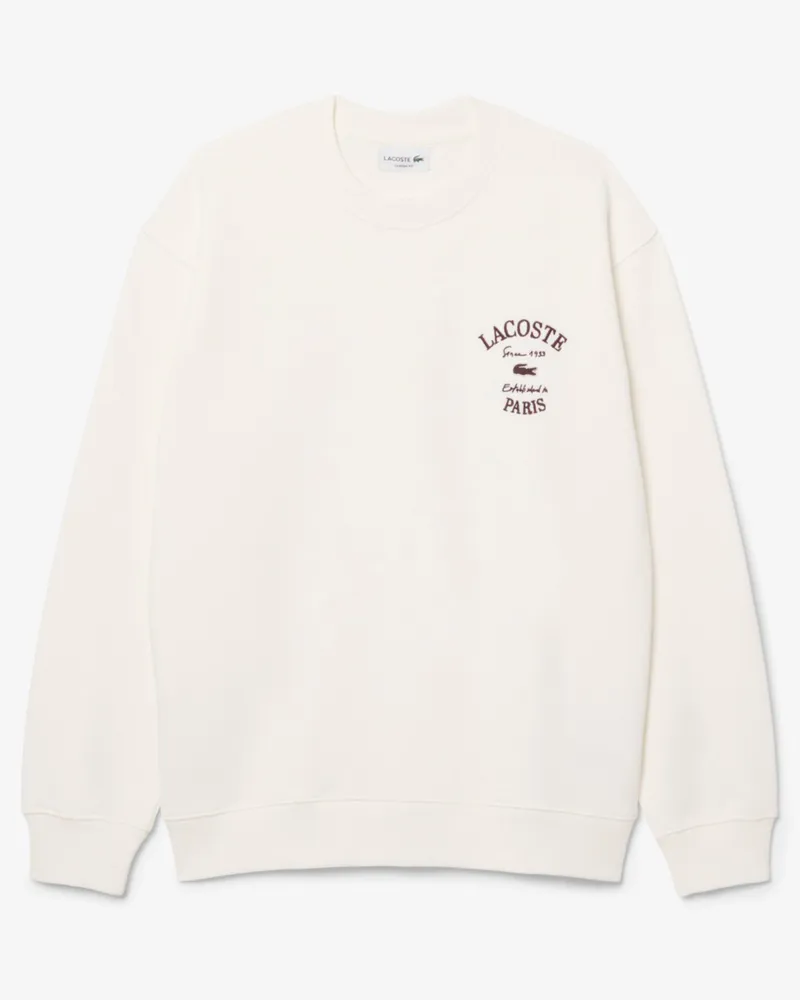 Lacoste Sweatshirt aus Baumwolle mit Label-Stickerei, Classic Fit in Offwhite