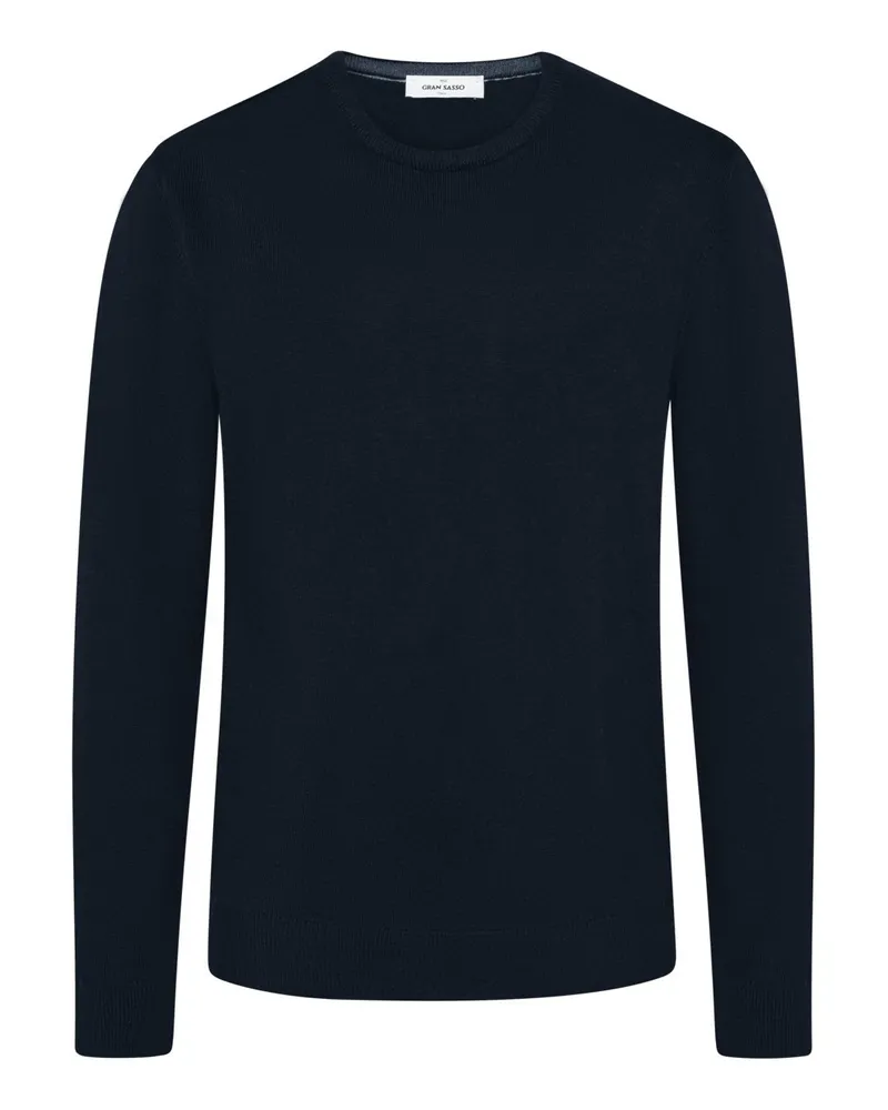 Gran Sasso Softer Pullover aus Merinowolle mit O-Neck in Marine