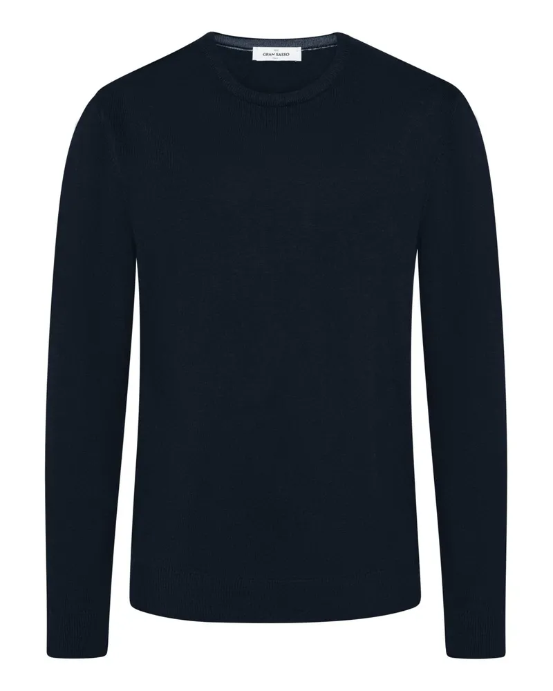 Gran Sasso Softer Pullover aus Merinowolle mit O-Neck in Marine