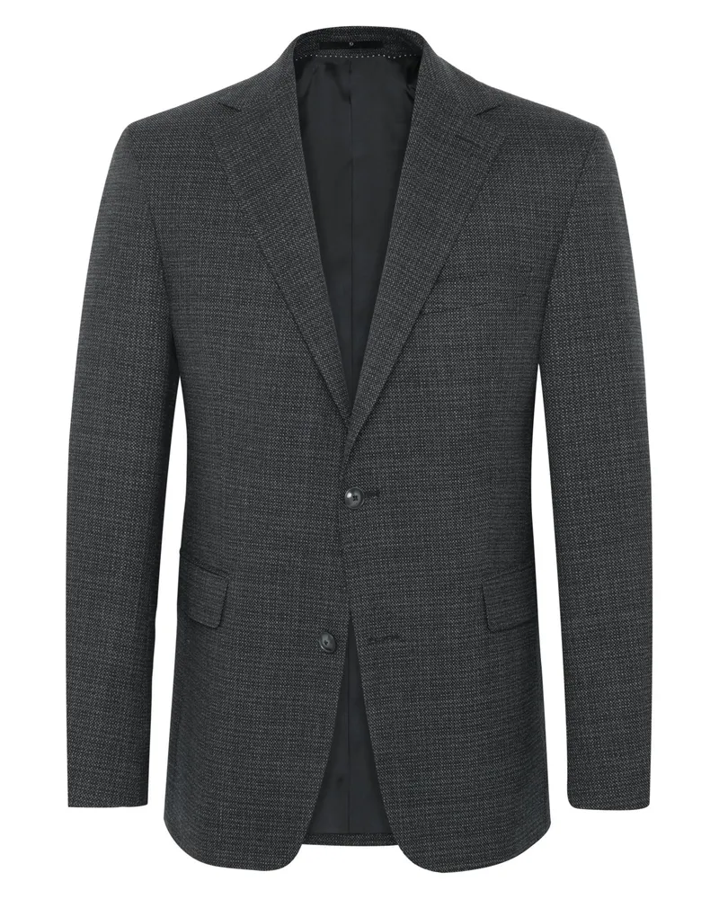 Dressler Sakko aus einem gemusterten Baumwoll-Mix mit Stretch, Relaxed Fit in Anthrazit