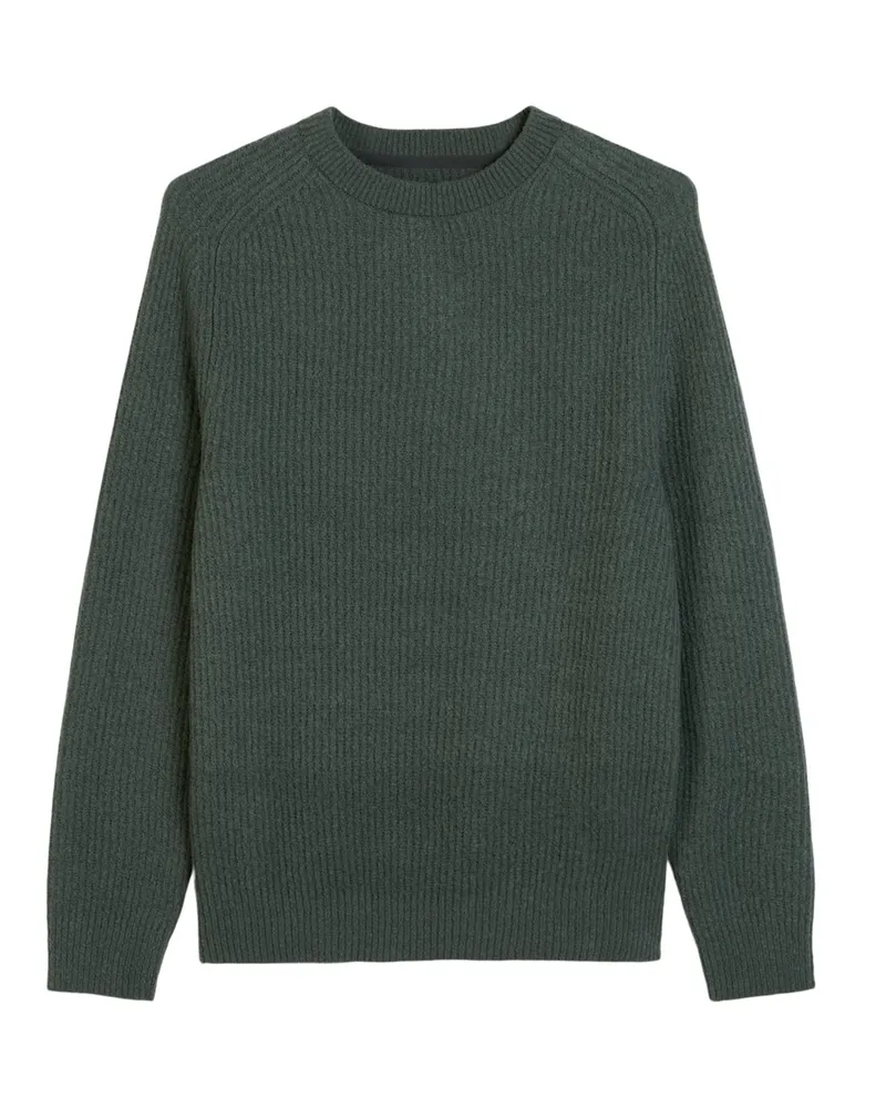 Marc O'Polo Rundhals Pullover aus einem leicht elastischen Wollgemisch, Regular Fit in Grün