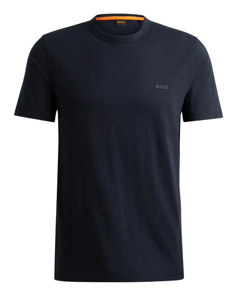 HUGO BOSS Leichtes T-Shirt mit gummiertem Logo-Schriftzug in Marine