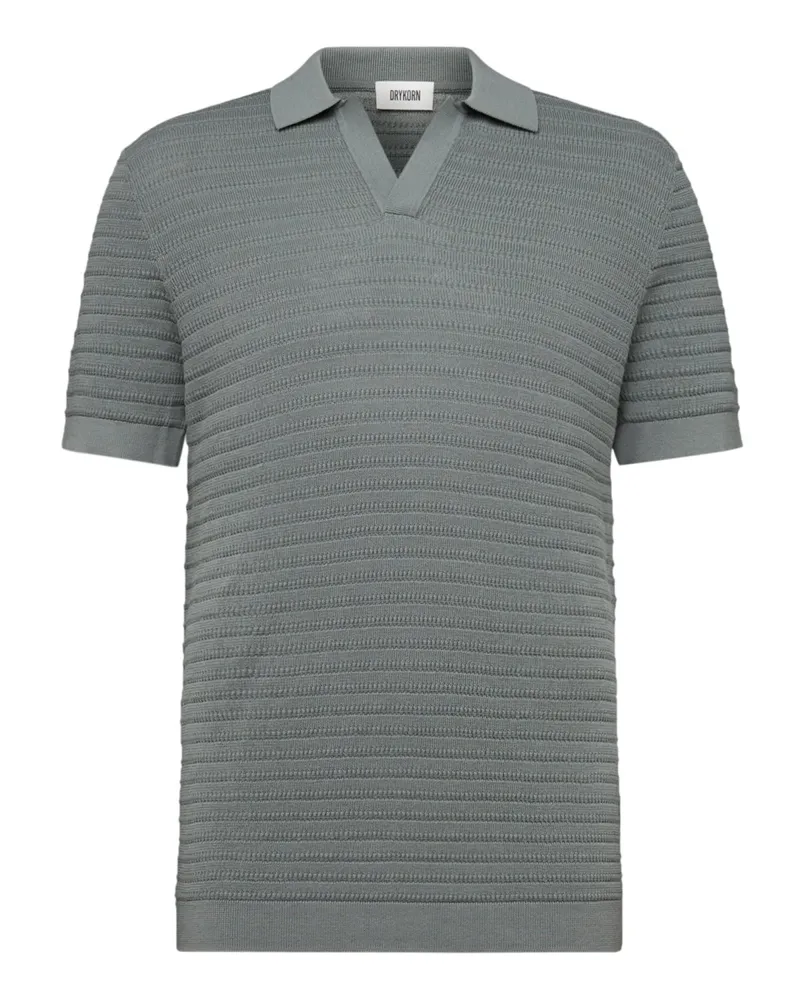 Drykorn Sommerliches Strick-Poloshirt mit Variokragen in Grau
