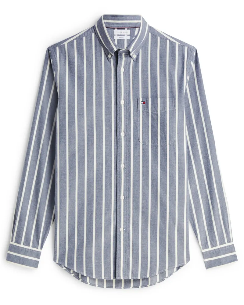 Tommy Hilfiger Flanellhemd aus Baumwolle mit Streifenmuster, Regular Fit in Marine
