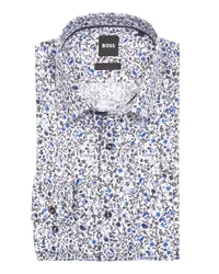 HUGO BOSS Stretch-Hemd Hank mit floralem Print, Slim Fit Hellblau