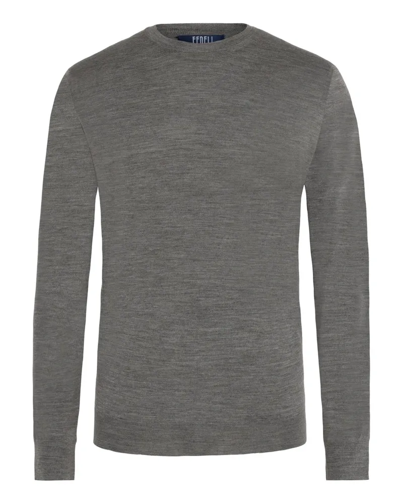 Fedeli Weicher Rundhalspullover aus Merinowolle in Beige