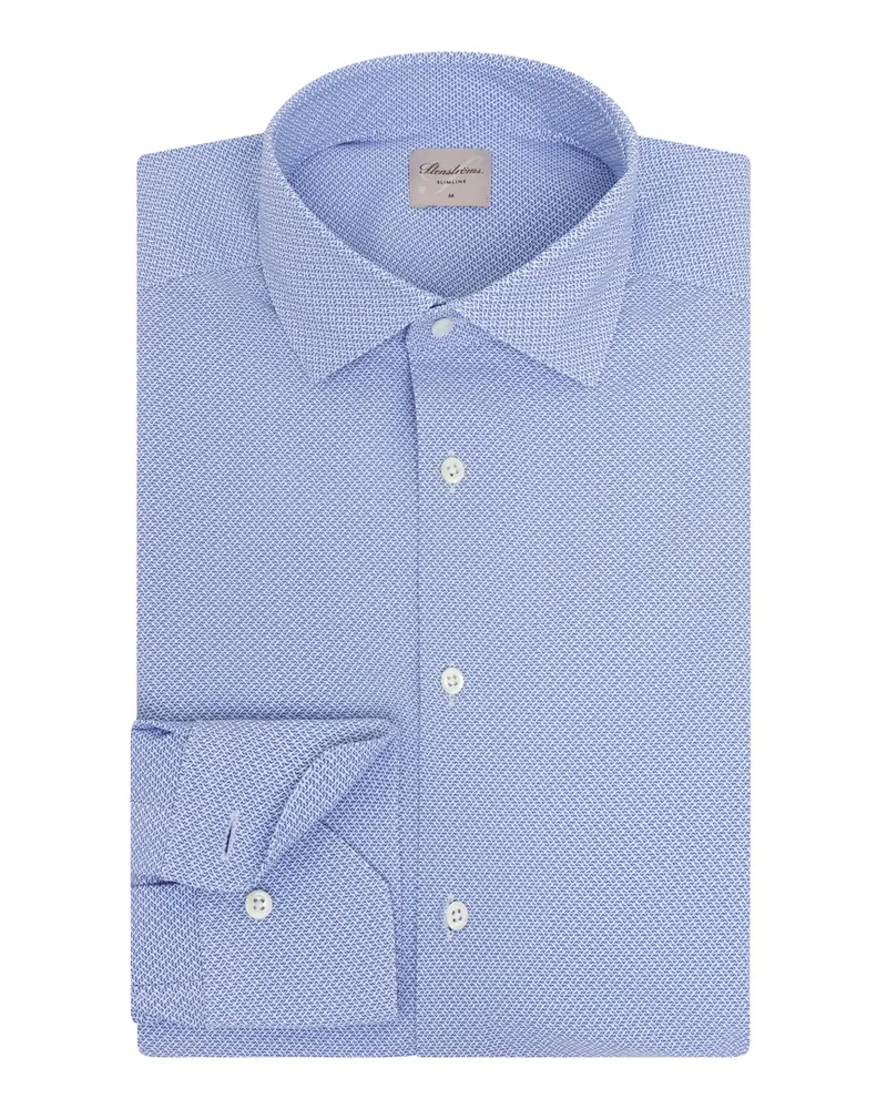Stenströms Stretch-Hemd mit feinem Print, Slimline in Blau