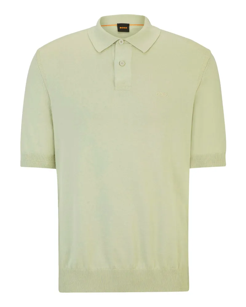 HUGO BOSS Leichtes Strick-Poloshirt aus einem Baumwollgemisch in Sand