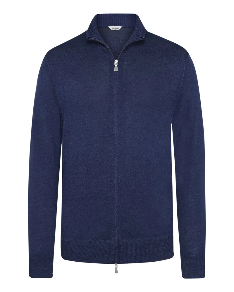 Gran Sasso Leichte Strickjacke aus weicher Merinowolle in Marine