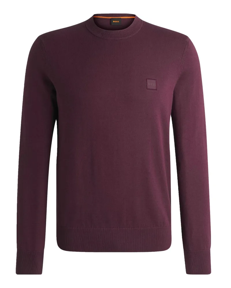 HUGO BOSS Leichter Pullover mit Kaschmiranteil und Rundhalsausschnitt in Bordeaux