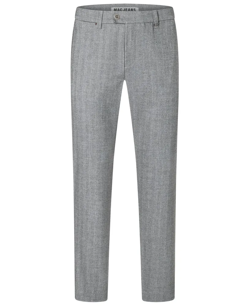 MAC Jeans Flanellhose Lennox im Wool-Look mit Fischgrät-Muster, Regular Fit in Silber