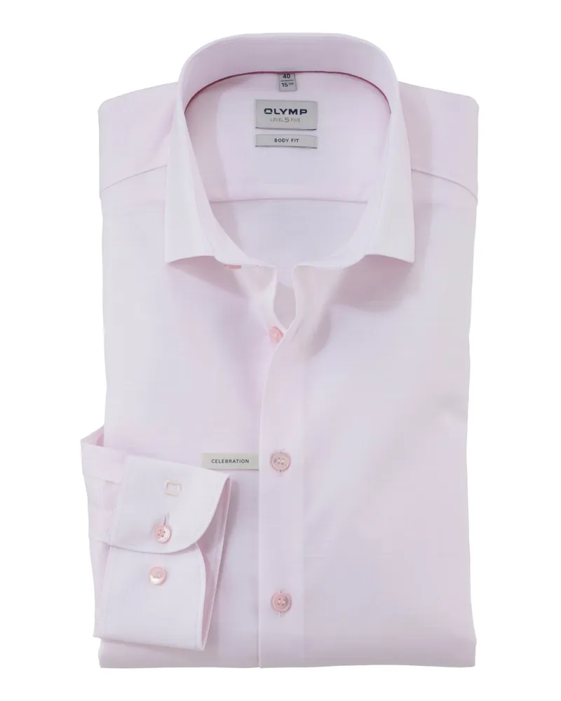 Olymp Level Five, Body Fit, Stretch-Hemd mit feiner Struktur in Pink