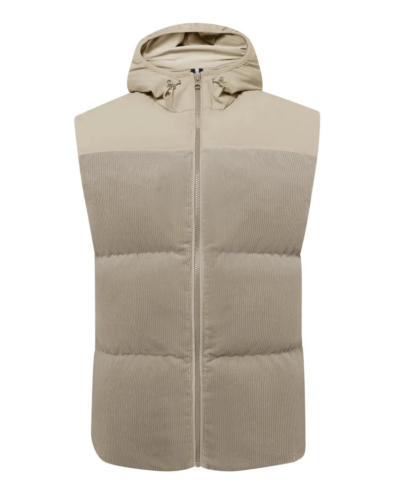 Profuomo Steppweste mit Corddetails und Kapuze mit Kordelzug in Beige