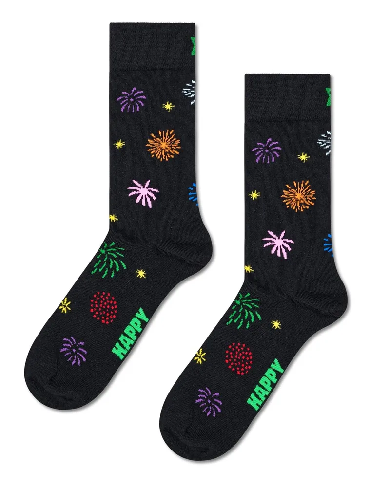 Happy Socks Socken mit Stretch und Feuerwerk-Motiven in Schwarz