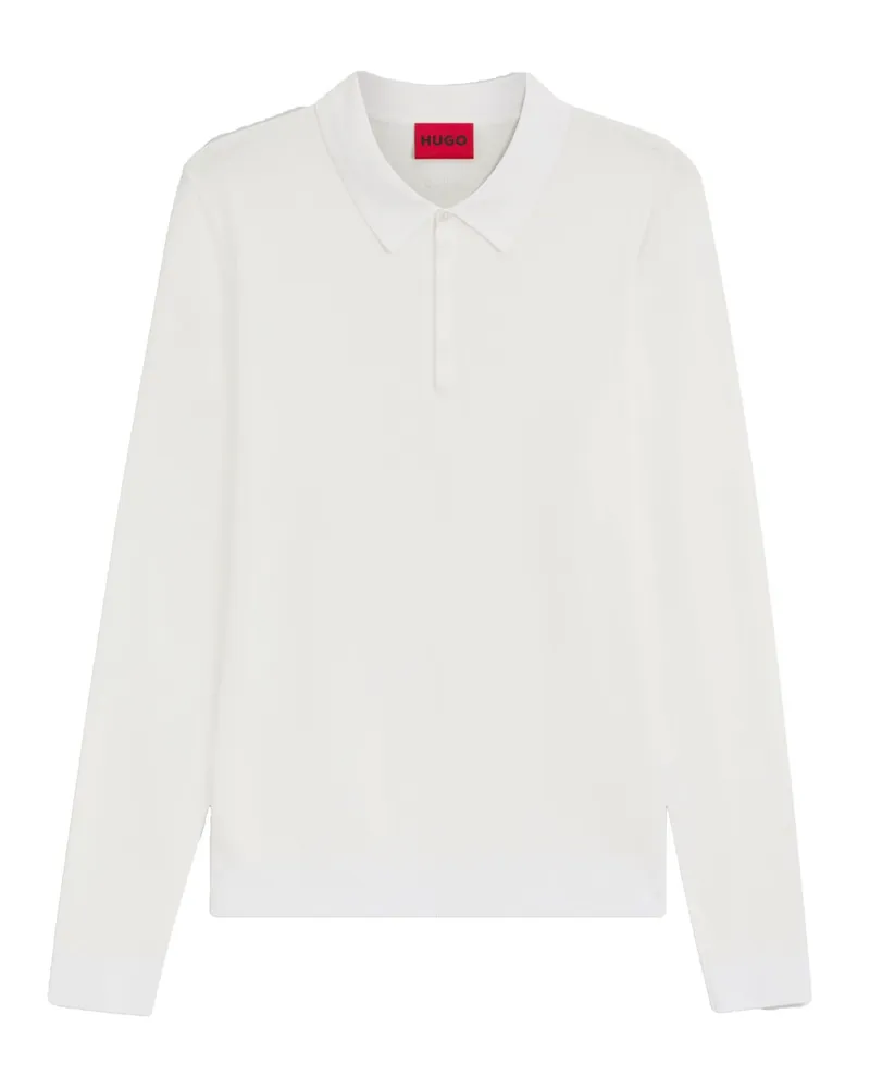 HUGO BOSS Leichtes Langarm-Poloshirt mit Viskose in Offwhite