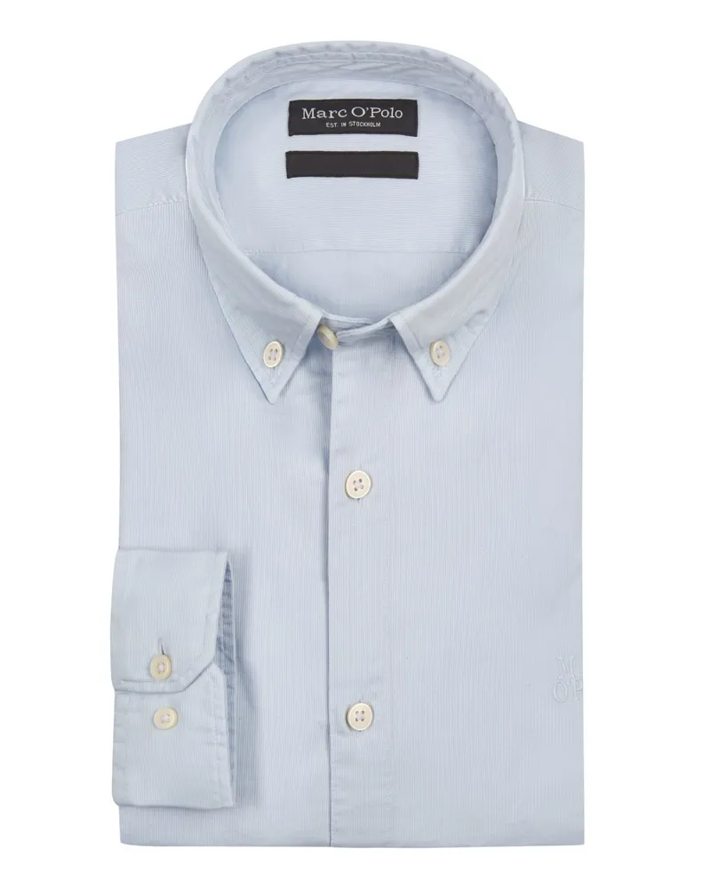 Marc O'Polo Baumwollhemd mit dezenter Struktur, Regular Fit in Hellblau