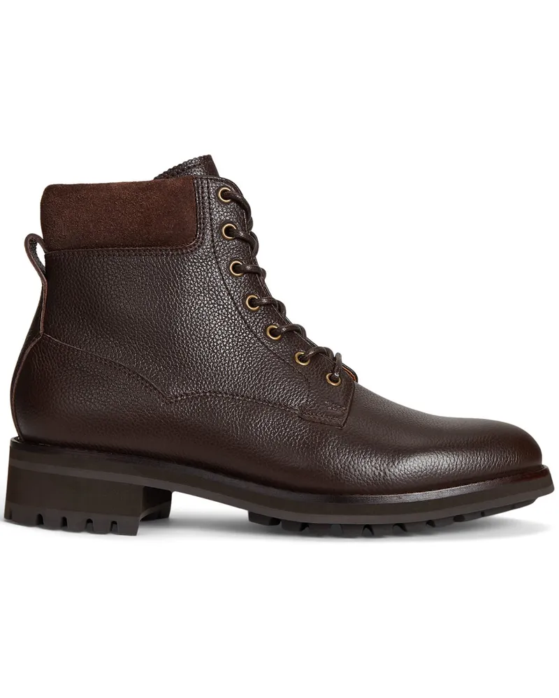 Ralph Lauren Hohe Boots aus Glattleder mit robuster Sohle in Dunkelbraun