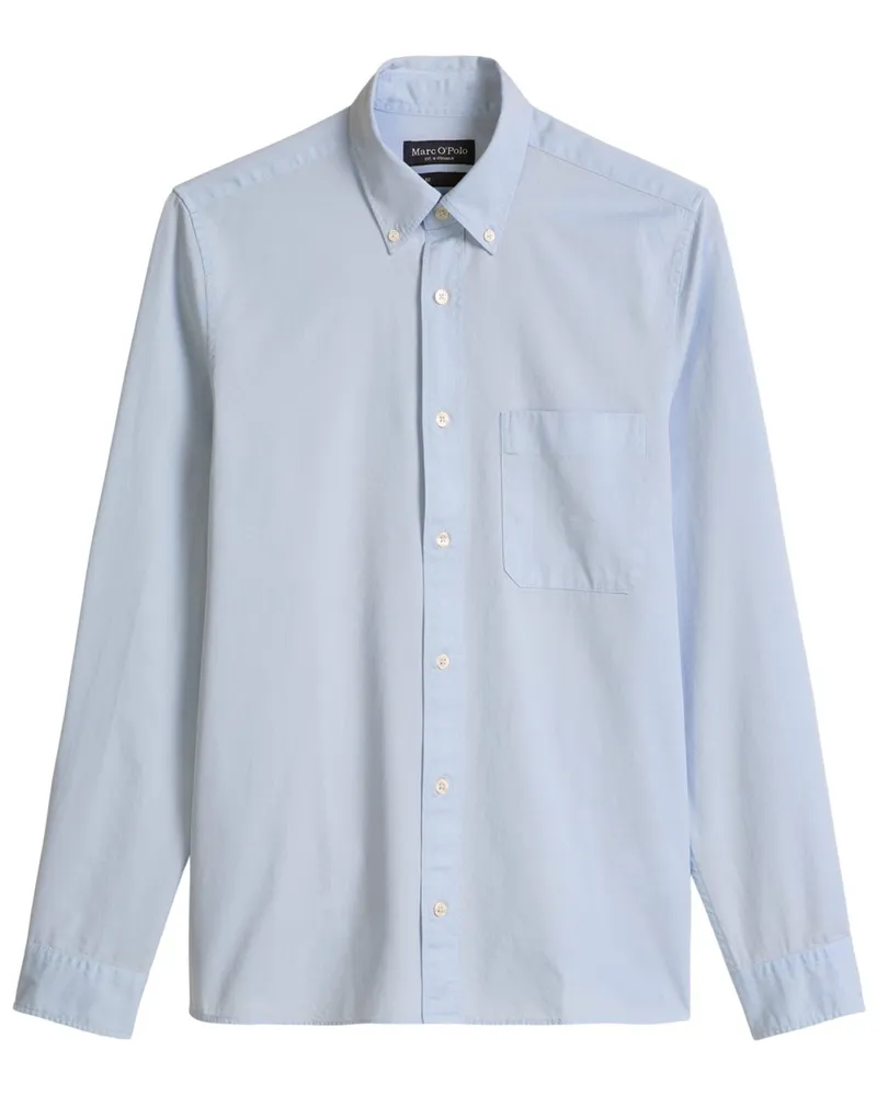 Marc O'Polo Baumwollhemd in Twill-Qualität mit Button Down-Kragen, Regular Fit in Hellblau