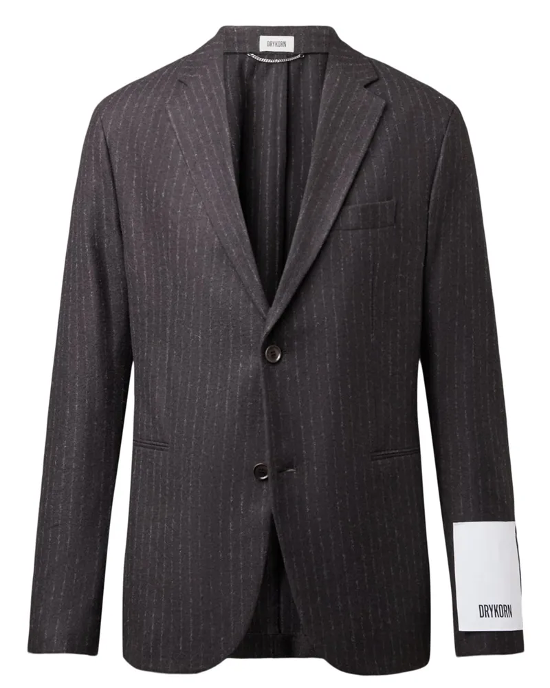 Drykorn Flanell-Anzugsakko aus einem Woll-Mix mit Kreidestreifen, Regular Fit in Braun