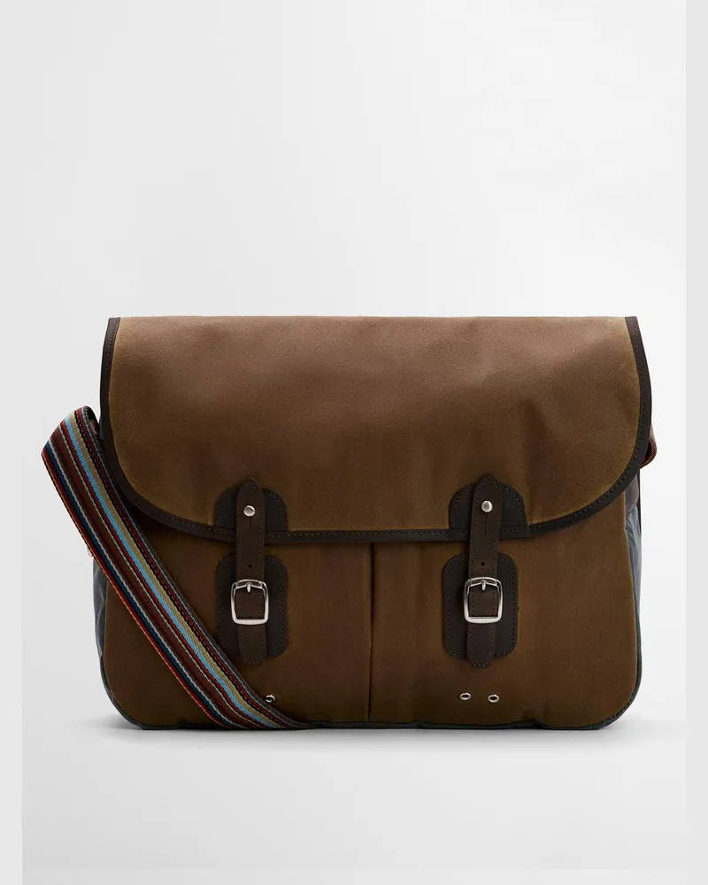 Barbour Umhängetasche aus gewachster Baumwolle, Barbour x Paul Smith in Oliv