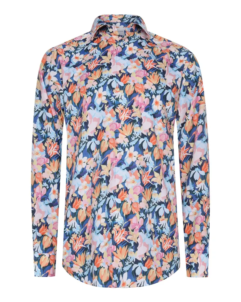 Eton Hemd aus Baumwolle und Lyocell mit floralem Print, Classic Fit in Multicolor