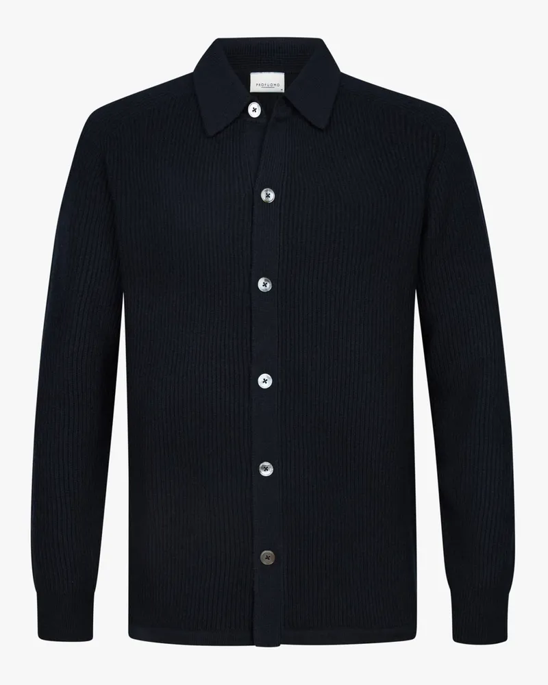 Profuomo Cardigan mit Knopfleiste und Umlegekragen in Marine