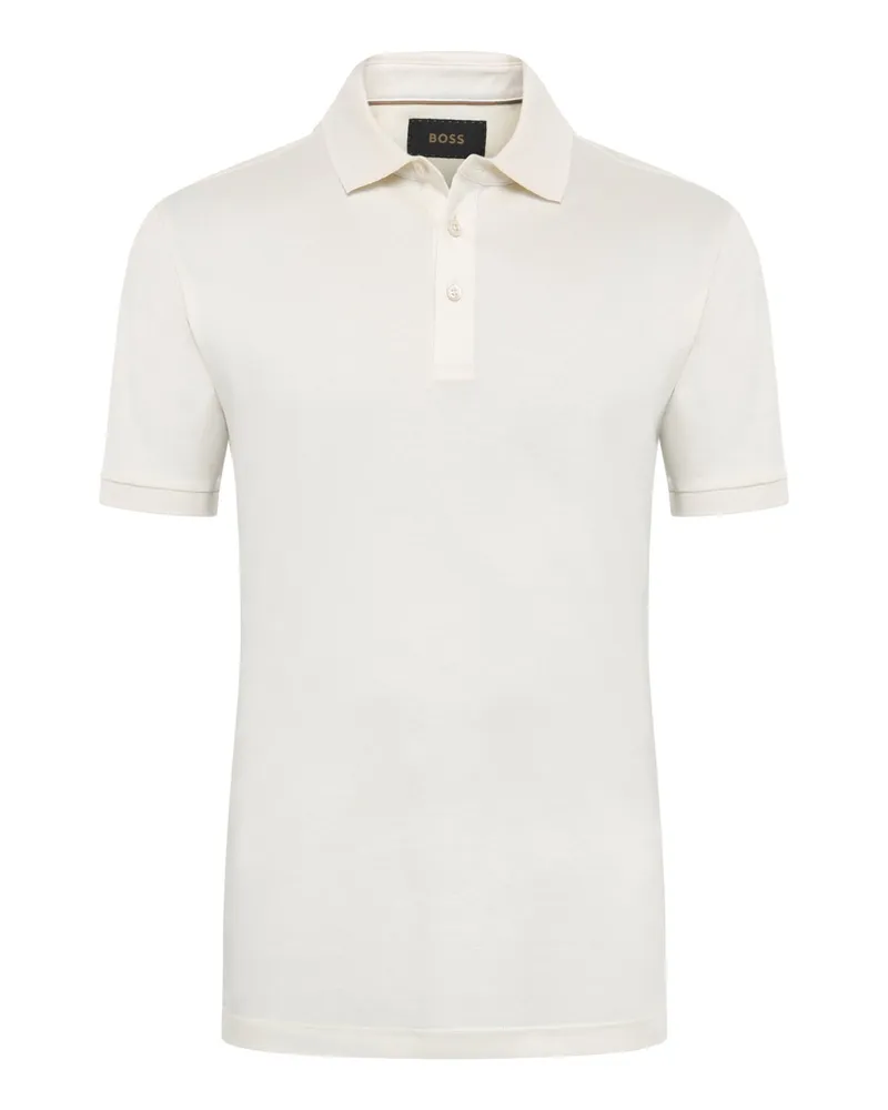 HUGO BOSS Softes Poloshirt aus einem Baumwolljersey in Offwhite