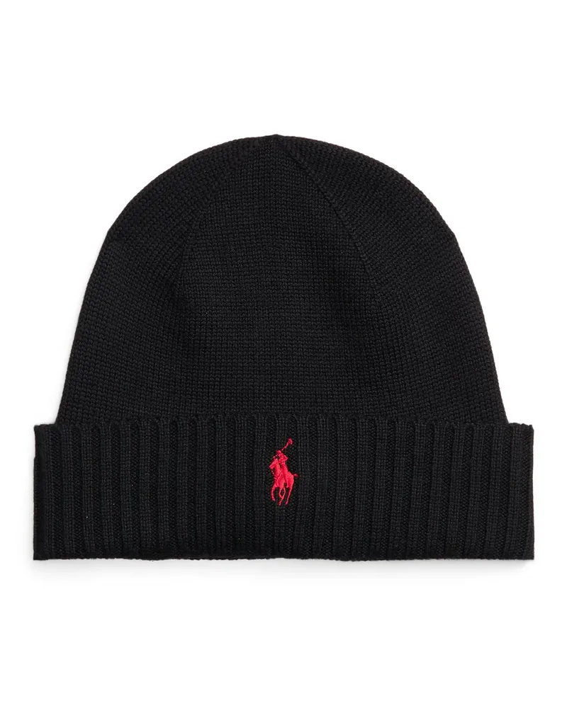 Ralph Lauren Mütze aus maschinenwaschbarer Merinowolle in Schwarz