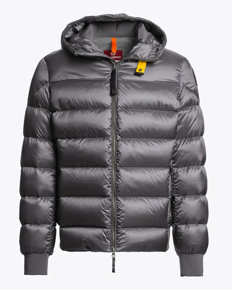 Parajumpers Gesteppte Daunenjacke Pharell mit Kapuze und Logo-Aufnäher in Mittelgrau