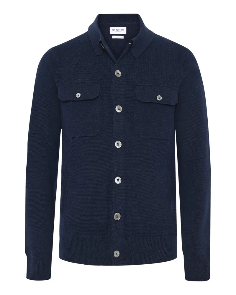 Tom Rusborg Woll-Overshirt aus einem Merino-Kaschmir-Mix in Marine
