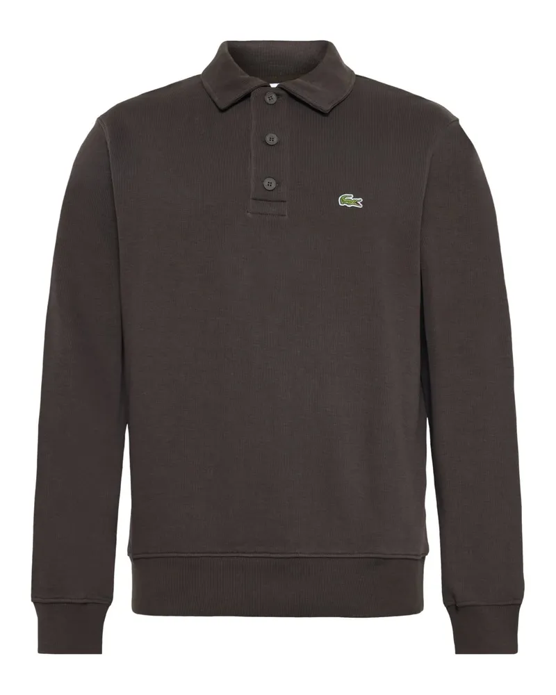 Lacoste Sweatshirt mit Polokragen und gesticktem Logo in Braun
