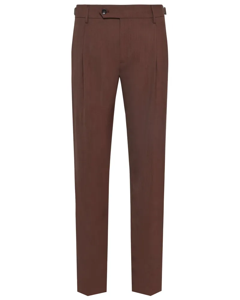 Berwich Anzughose aus einem elastischem Schurwollmix in Braun