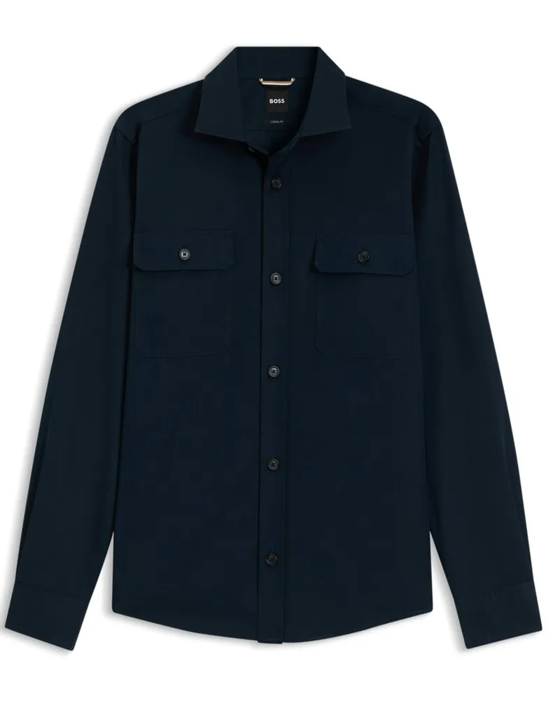 HUGO BOSS Hemd mit Lyocell und Brusttaschen, Casual Fit in Marine