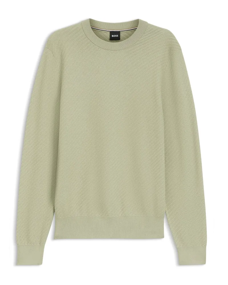 HUGO BOSS Pullover mit diagonalem Strickmuster und O-Neck in Mint