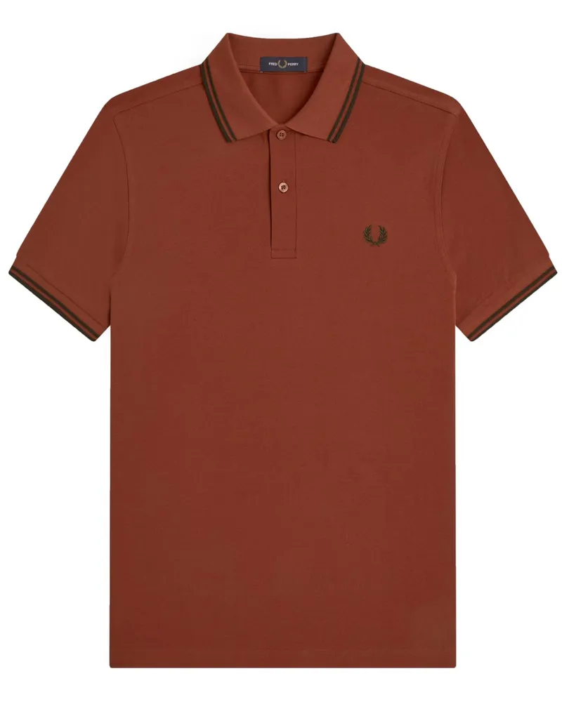 Fred Perry Piqué-Poloshirt aus Baumwolle mit Kontrastbündchen in Orange