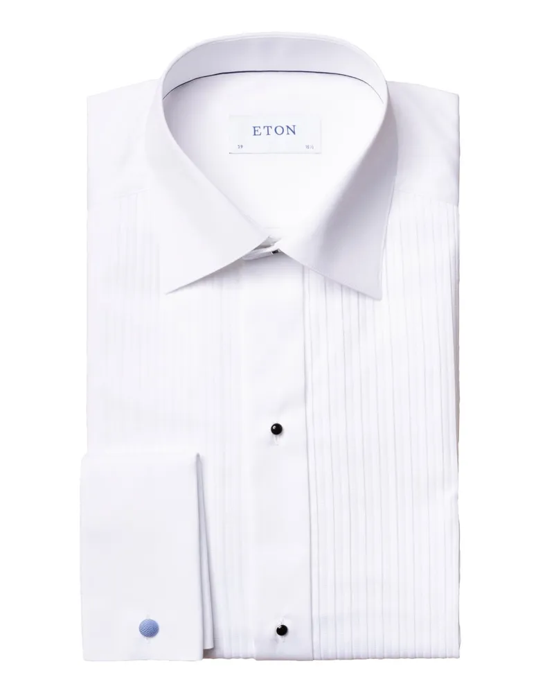 Eton Smokinghemd mit Plissee-Einsatz und Kläppchenkragen, Slim in Weiß