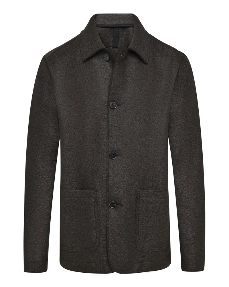 Harris Wharf London Worker-Jacke aus Schurwolle mit Zip und Umlegekragen in Dunkelbraun