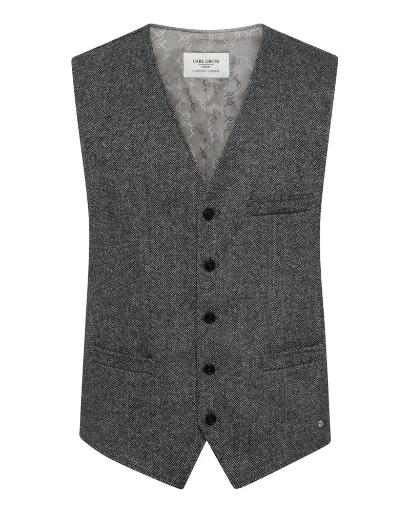 Carl Gross Weste aus einem Wollgemisch mit Seide und Stretch, Modern Fit in Grau