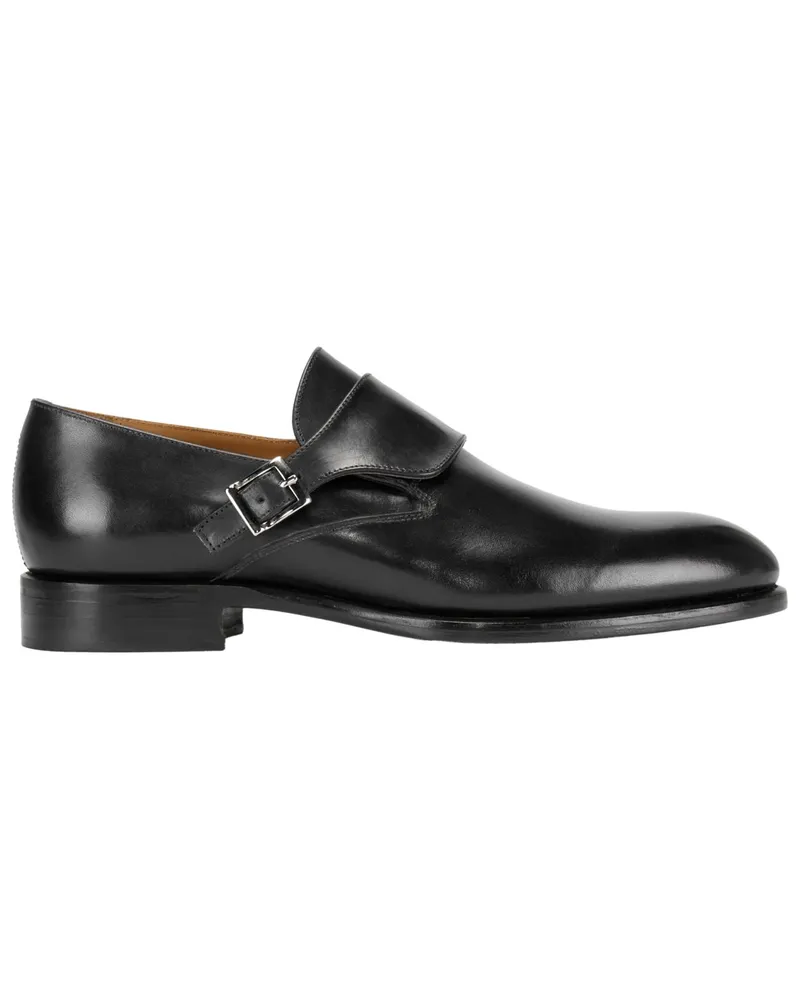 SCHUHE & HANDWERK Single-Monks aus Glattleder in Schwarz