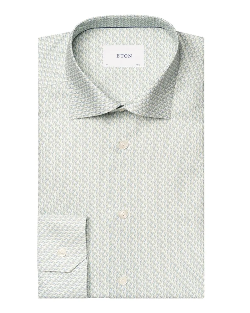 Eton Hemd aus Baumwolle mit Papagei-Print, Slim Fit in Mint